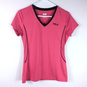 FILA Sport Womens Small Pink Athletic V-Neck Active Top Short Sleeve Lightweight